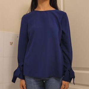 Banana Republic Navy Chiffon Top with Bow Detail